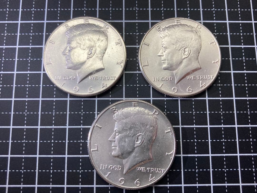 《アメリカ》ケネディハーフダラー銀貨3枚(1964年)