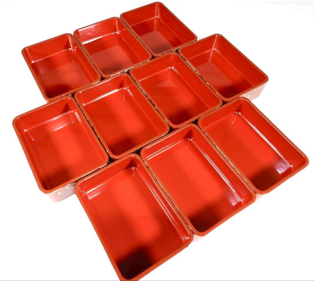 輪島塗 木製漆器 沈金 ちらし弁当、10客　高級美術