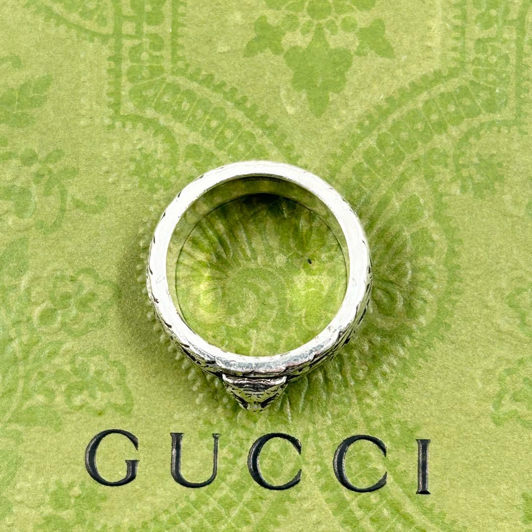 美品✨　グッチ　GUCCI リング　キャット　インターロッキング　シルバー　燻