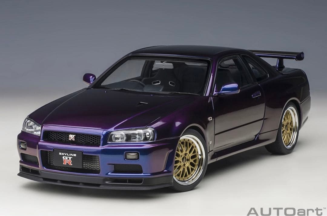 オートアート 1/18 GT-R R34 ミッドナイトパープル BBS LM