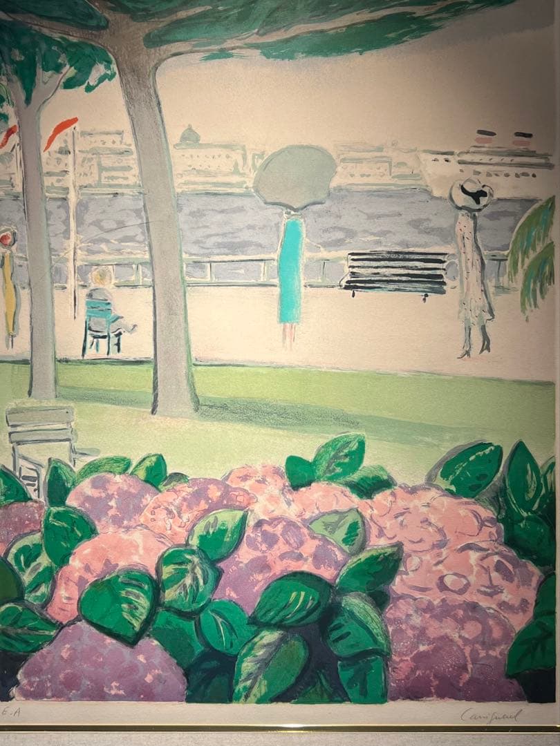 カシニョール【青い紫陽花】リトグラフ E.A.