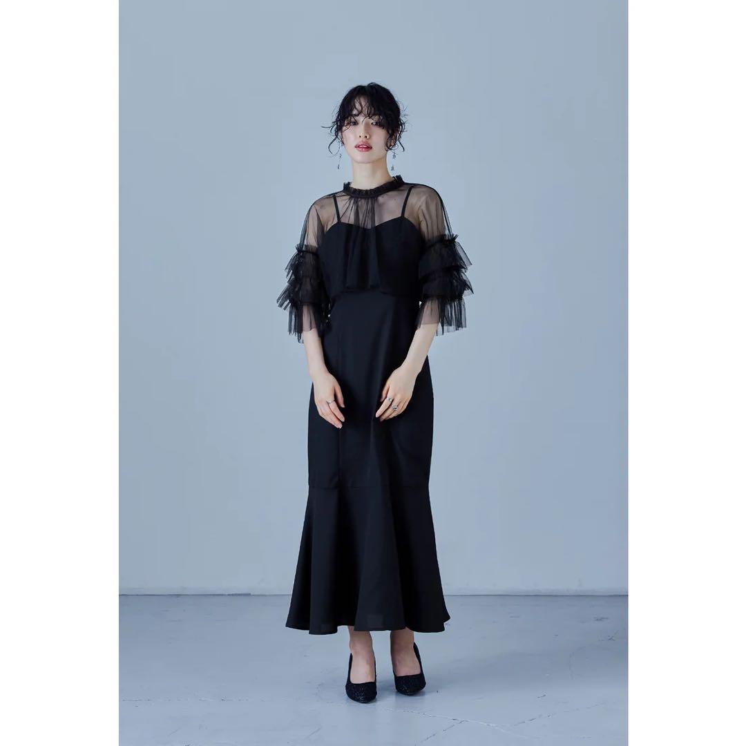 niana リボンチュールボレロセットドレス S 低身長 結婚式