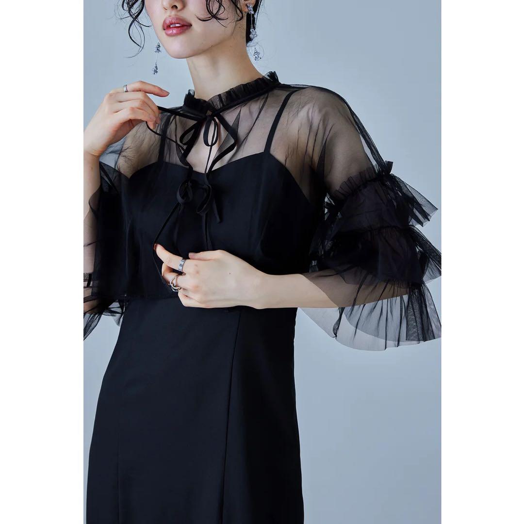 niana リボンチュールボレロセットドレス S 低身長 結婚式