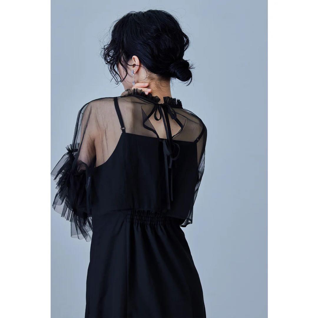 niana リボンチュールボレロセットドレス S 低身長 結婚式