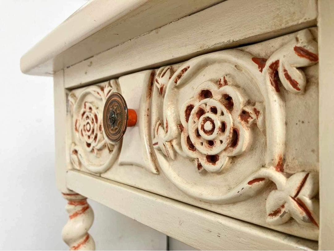 アンテーク サイドテーブル ツイスト脚 シャビーシック