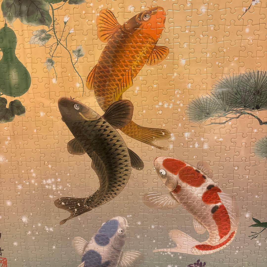 鯉と富士山のパズルアート　日本画　アート　額入り