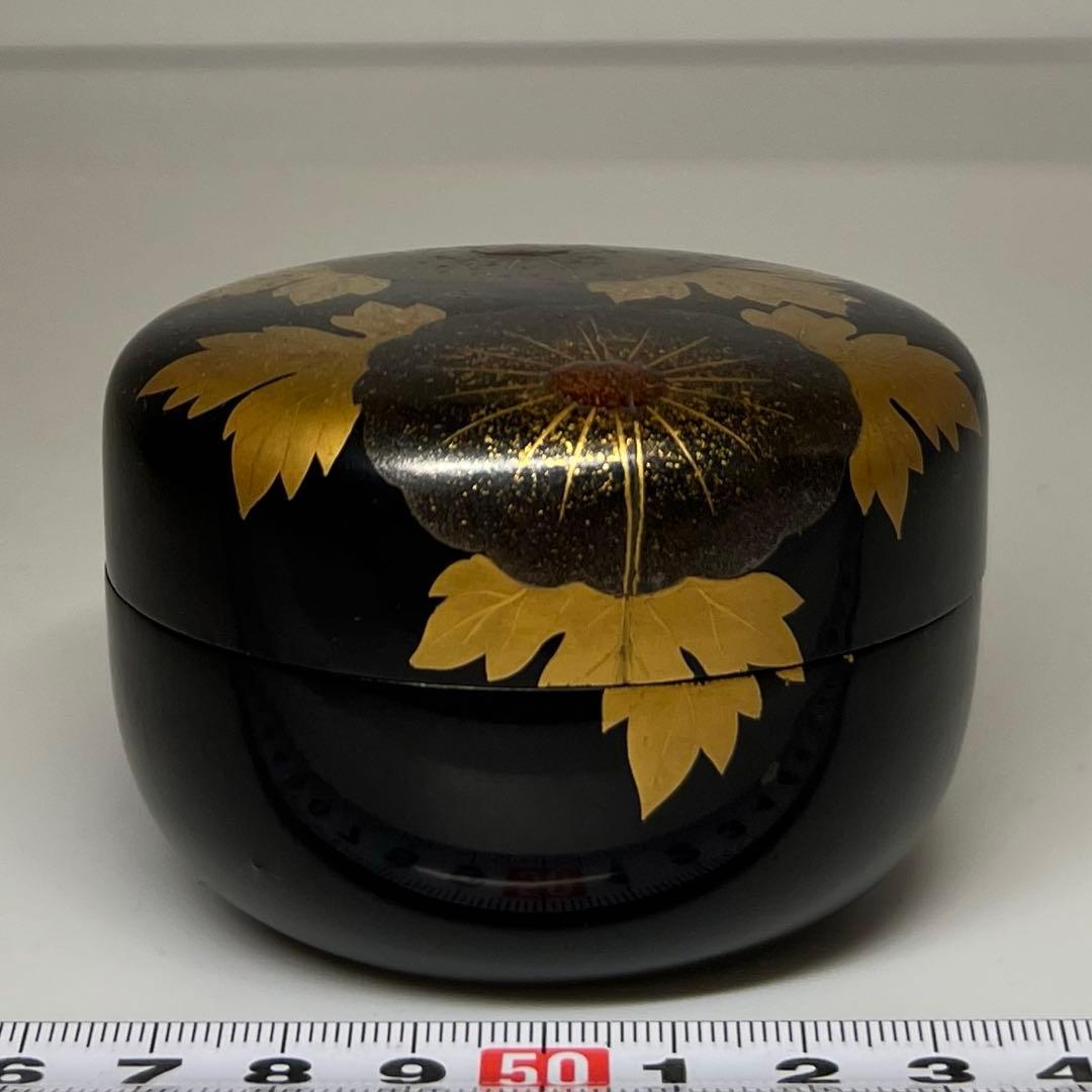 時代 菊紋様 平棗 共箱 高さ5cm 東キ7-1122☆2F