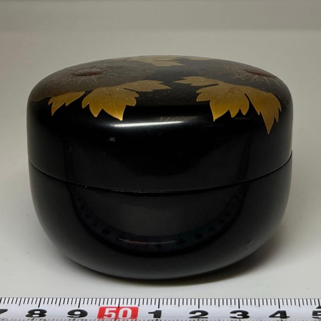 時代 菊紋様 平棗 共箱 高さ5cm 東キ7-1122☆2F