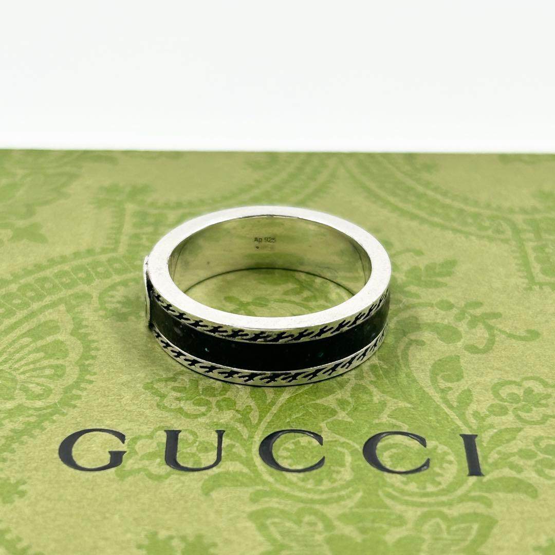 美品✨　グッチ　GUCCI リング　アラベスク　インターロッキング　エナメル　燻