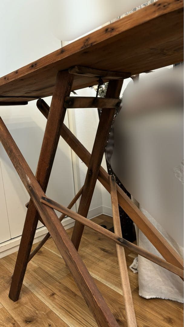 イギリス アンティーク アイロン台 折りたたみ式 作業台 オールドパイン