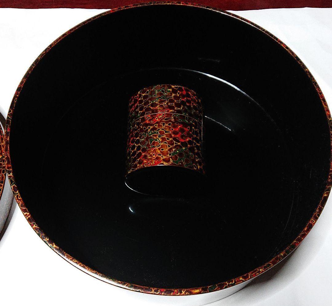 津軽塗唐塗茶櫃と茶筒未使用品