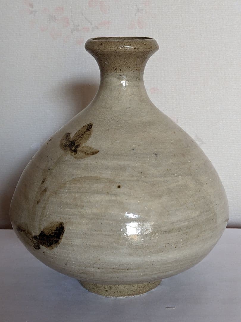 ♦朝鮮 韓国陶磁 鉄絵 秋草文 刷毛目 酒器 徳利 コレクション 骨董品