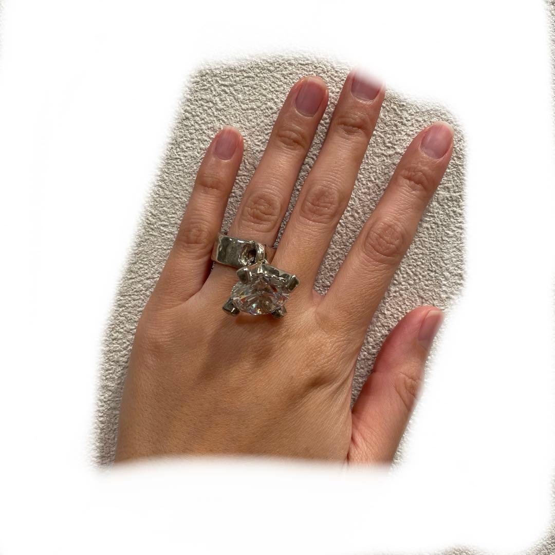 希少！e.m 11号くらい　ジルコニア大 シルバーリング