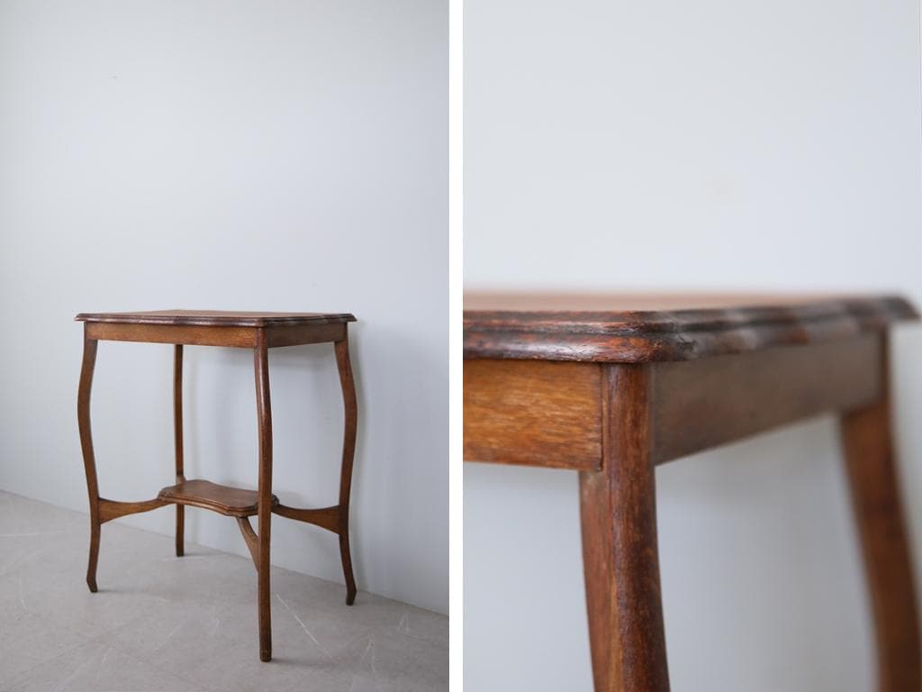 英国アンティーク木製サイドテーブル/オケージョナル机/飾り棚/花台(89-134