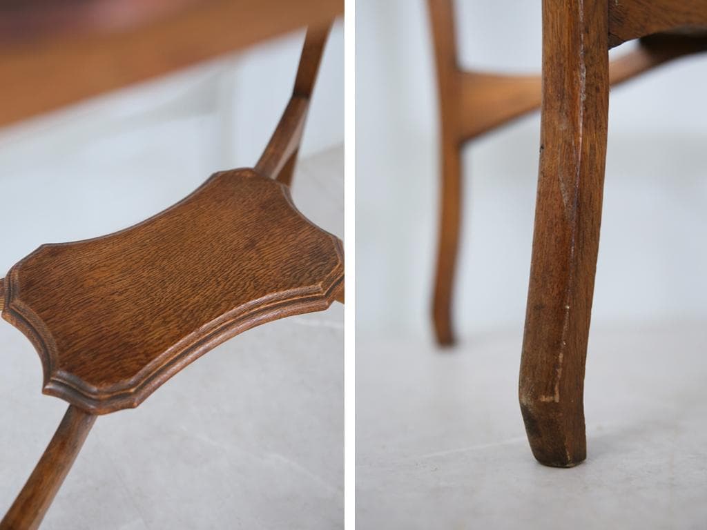 英国アンティーク木製サイドテーブル/オケージョナル机/飾り棚/花台(89-134