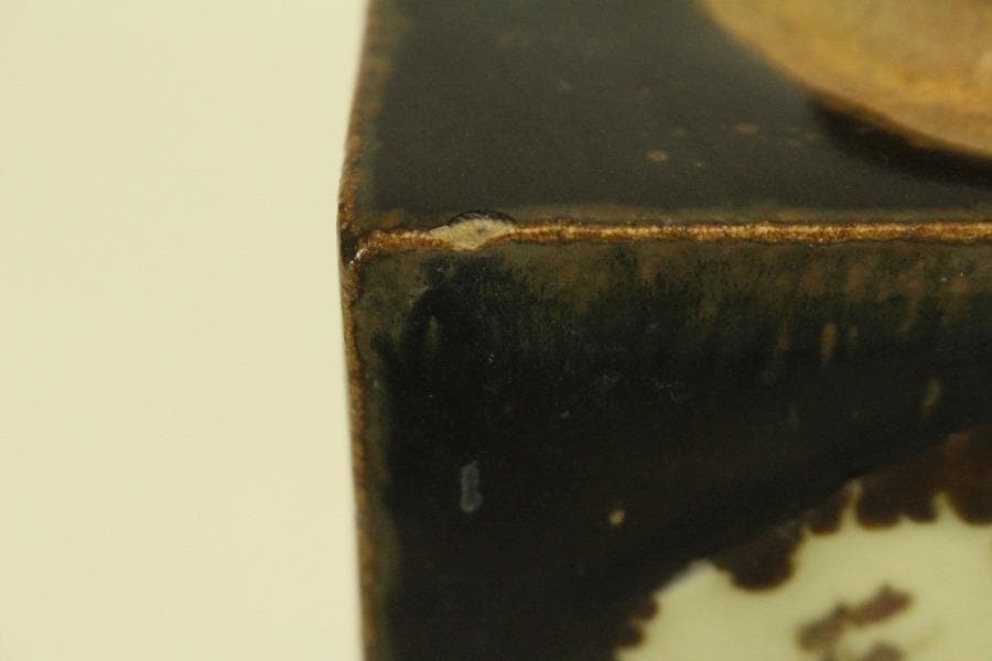 中国美術 鉄釉 四方 茶壷 煎茶(LC978)