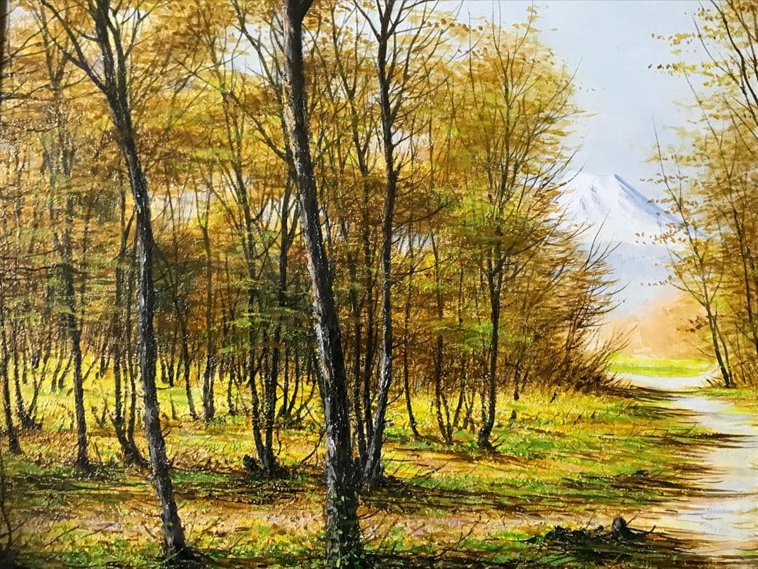 小川馨生「富士望遠」 4号 油彩 油絵 絵画 風景画 富士山 木製額縁