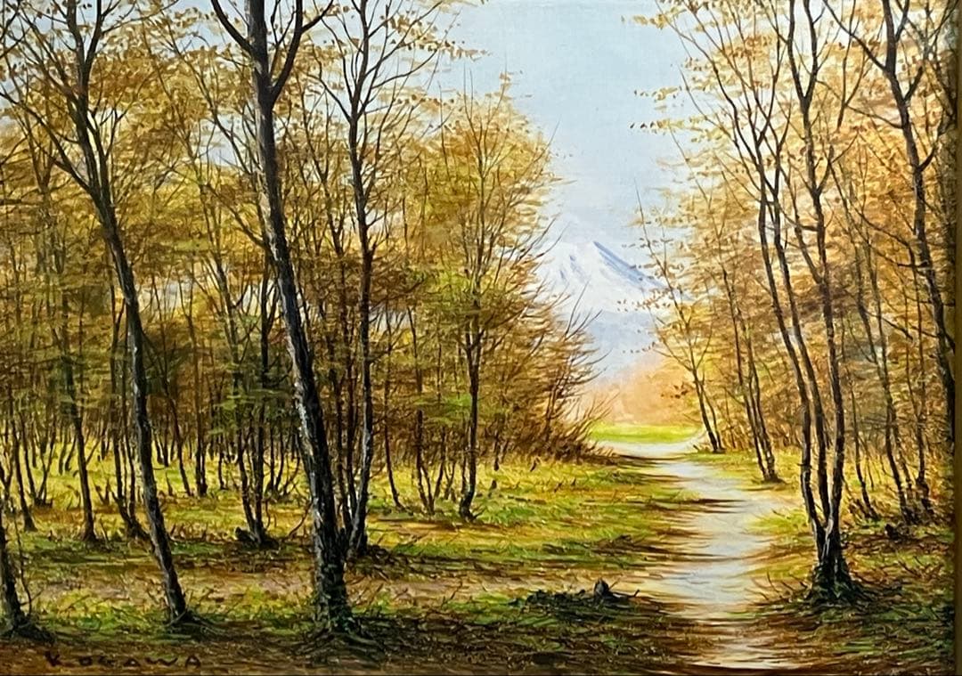 小川馨生「富士望遠」 4号 油彩 油絵 絵画 風景画 富士山 木製額縁