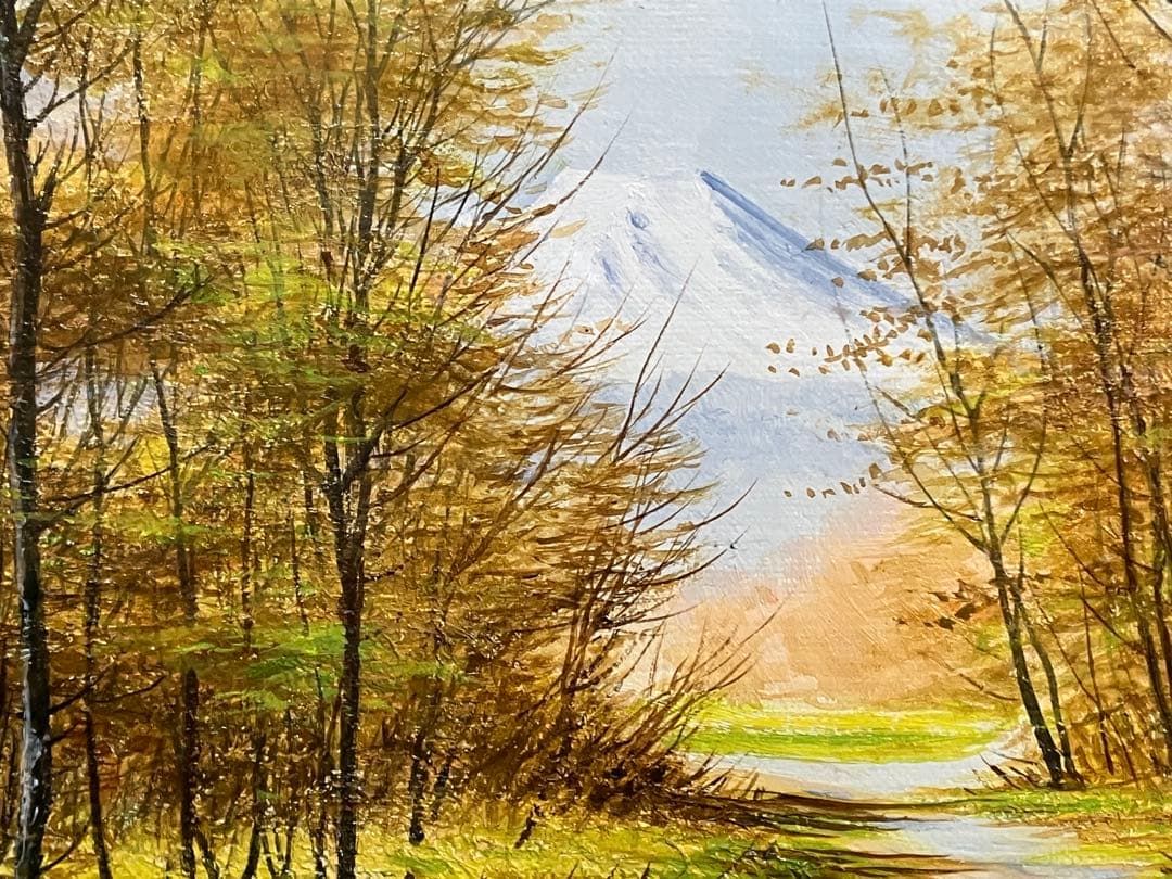 小川馨生「富士望遠」 4号 油彩 油絵 絵画 風景画 富士山 木製額縁