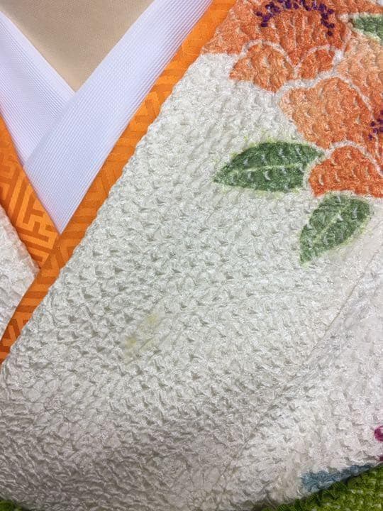 Kat藤娘きぬたや 白オレンジ染め分け 牡丹 総絞り振袖 フルセット