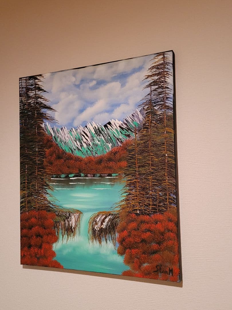 絵画 Mountain Waterfall