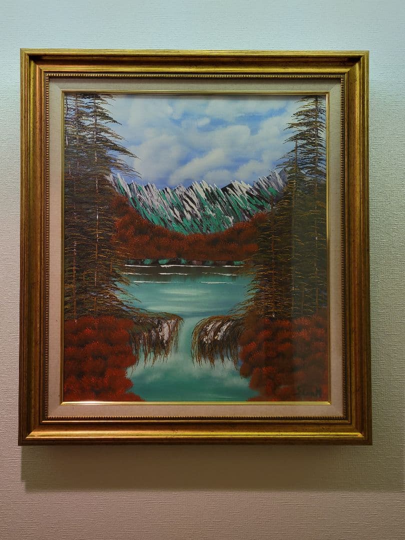 絵画 Mountain Waterfall