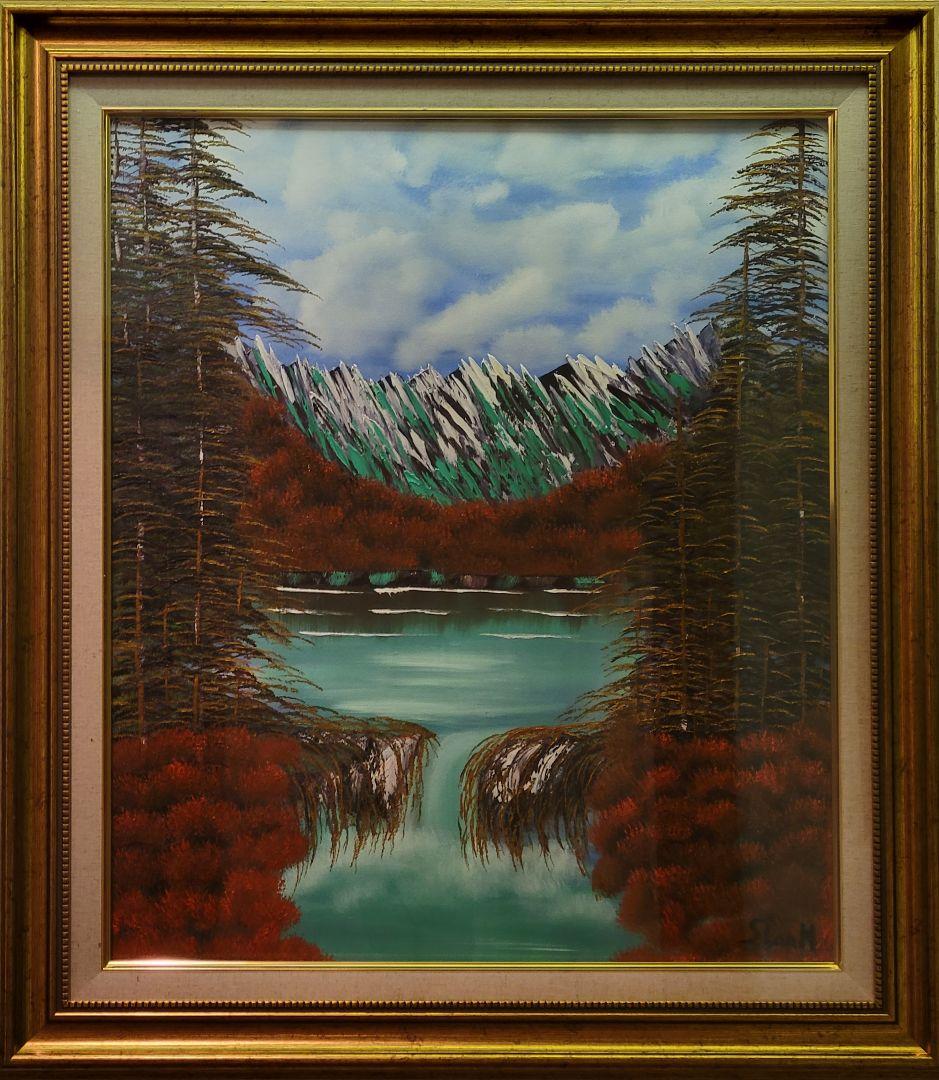 絵画 Mountain Waterfall