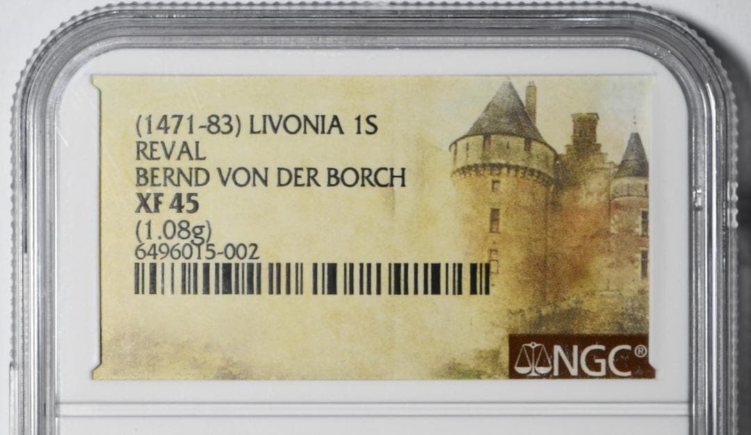 【古代銀貨】リボニア1471～1483年　1シリング銀貨　XF45