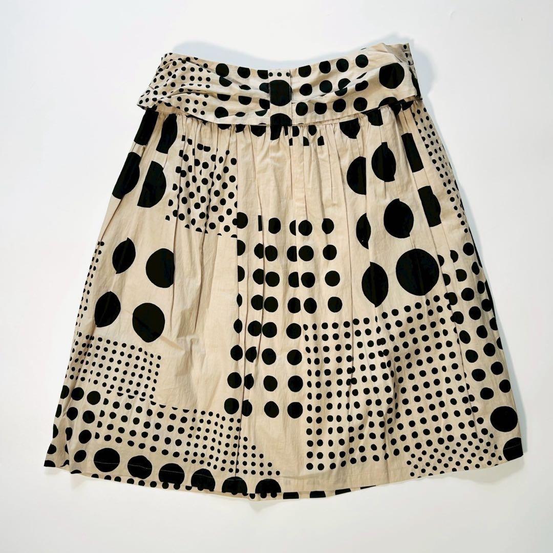 美品 ミナペルホネン universe 膝丈スカート ドット リボン フレア 2