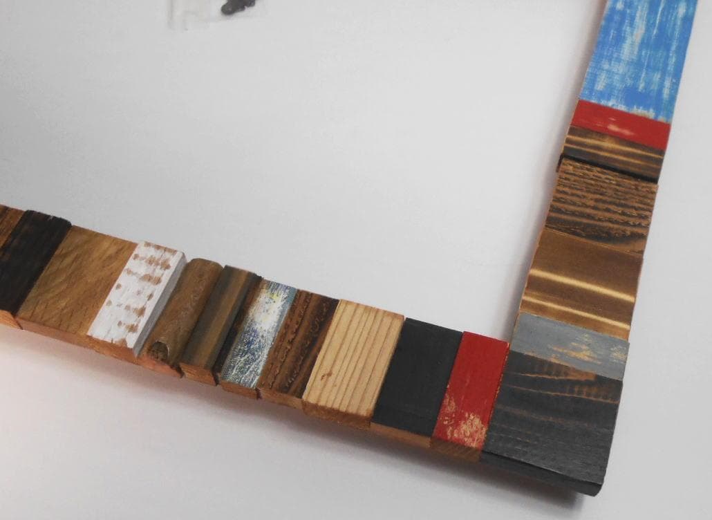 自作・手造り◆廃材木片でのアートな額縁1点物！油絵F6号用