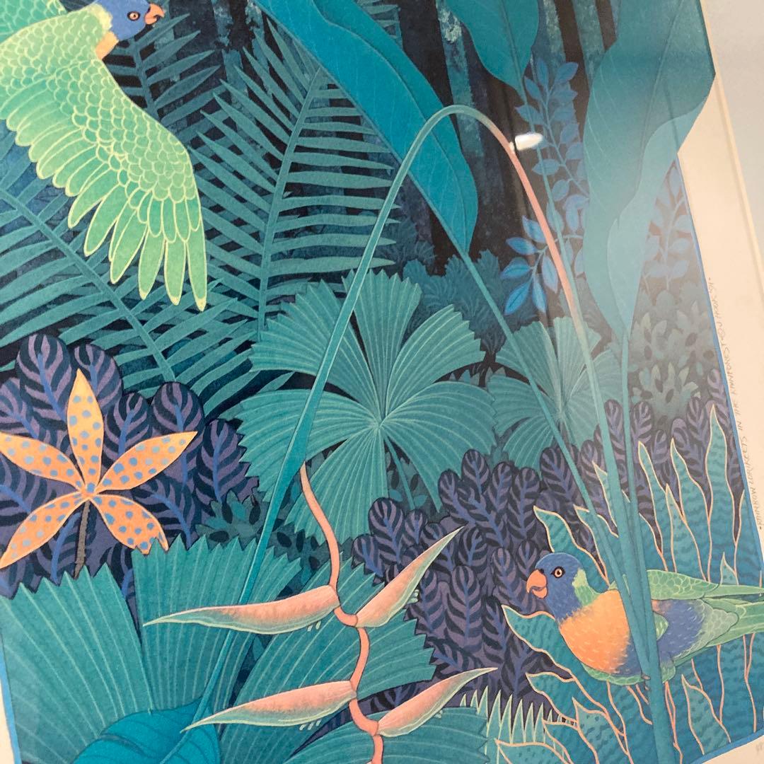 ジョアンフックJ. Allen Hood 鳥と植物の【額込】