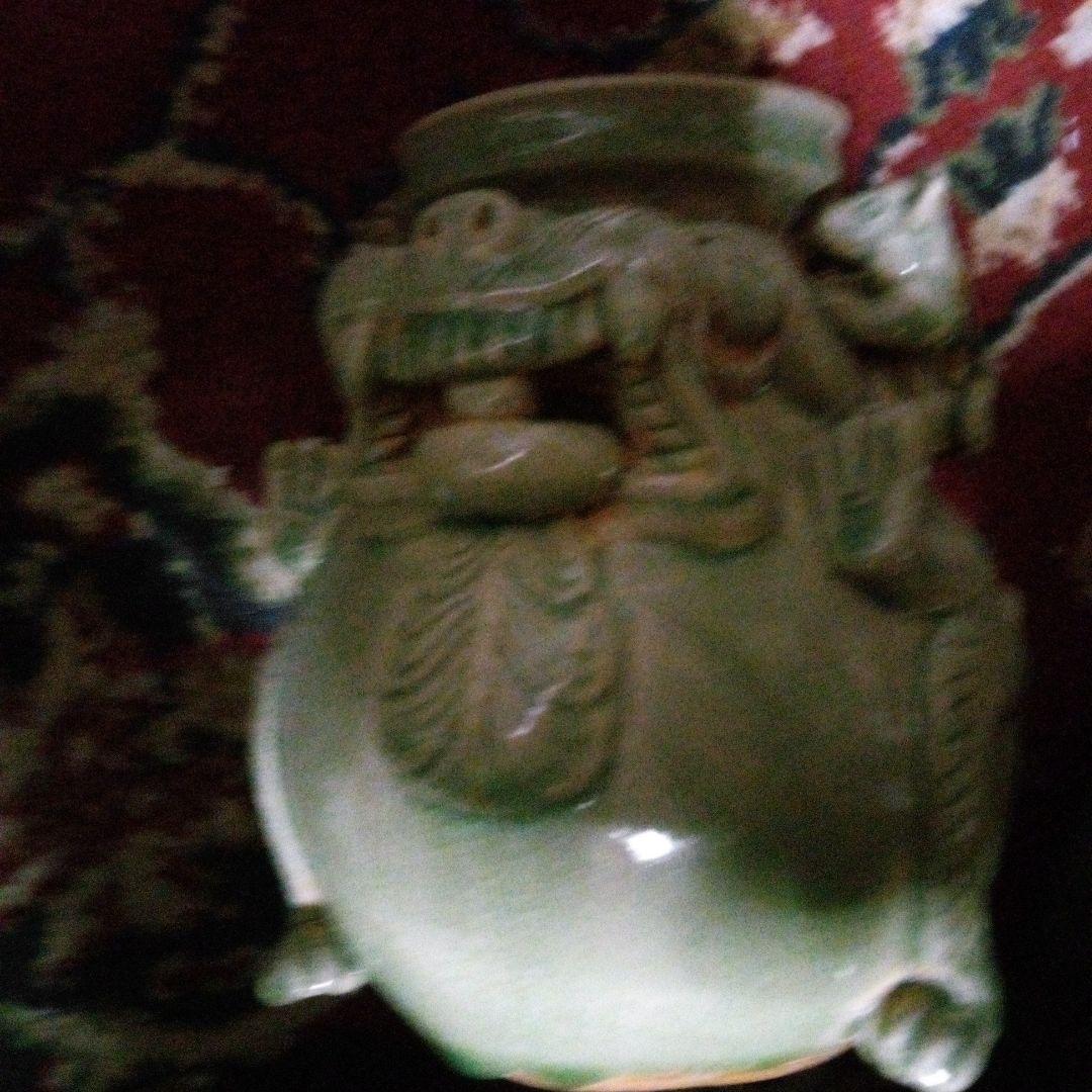 中国陶磁器　獅子形緑色陶器