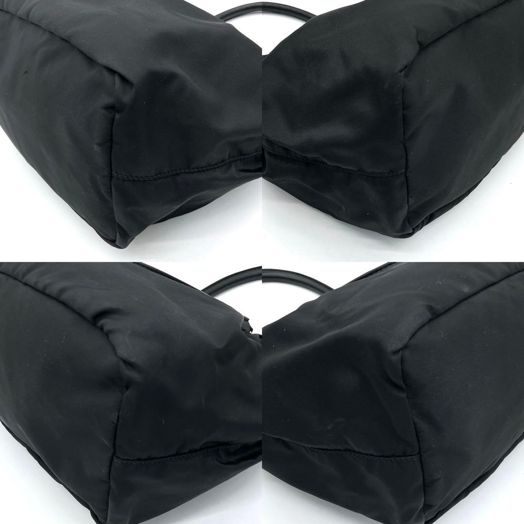 【PRADA】ハンドバッグ　リボン　ロゴ金具　ゴールド金具　ナイロン　ブラック