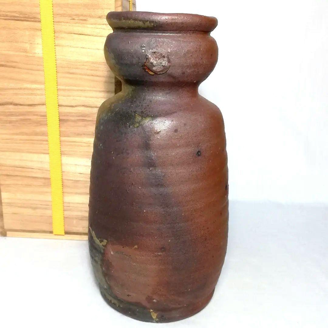 備前市無形文化財 榊原清人 備前焼 花入 共箱栞付き 物故作家 フラワーベース