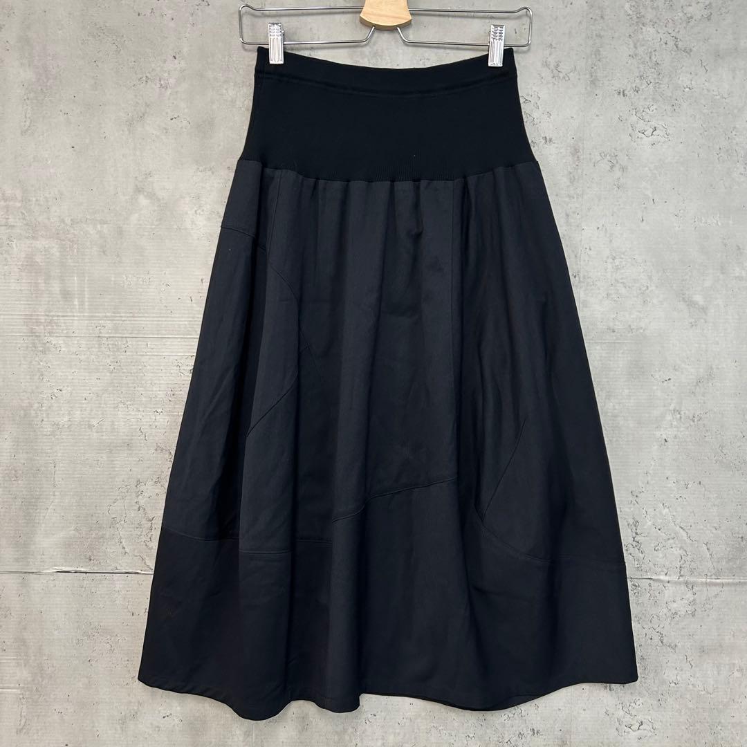 CRESCENT DUO スカート フレア ポケット ウエストリブ ネイビー