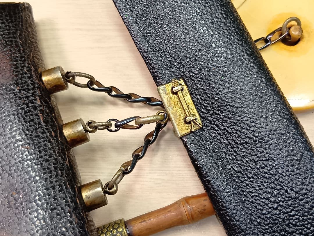 煙草入／猫前金具／美品根付／真鍮煙管