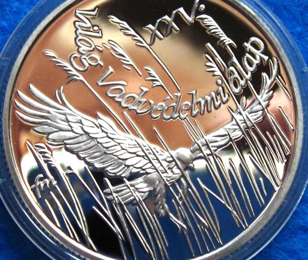 ８８年ハンガリー　WWF２５周年記念　５００フォリントプルーフ銀貨チュウヒ図１枚