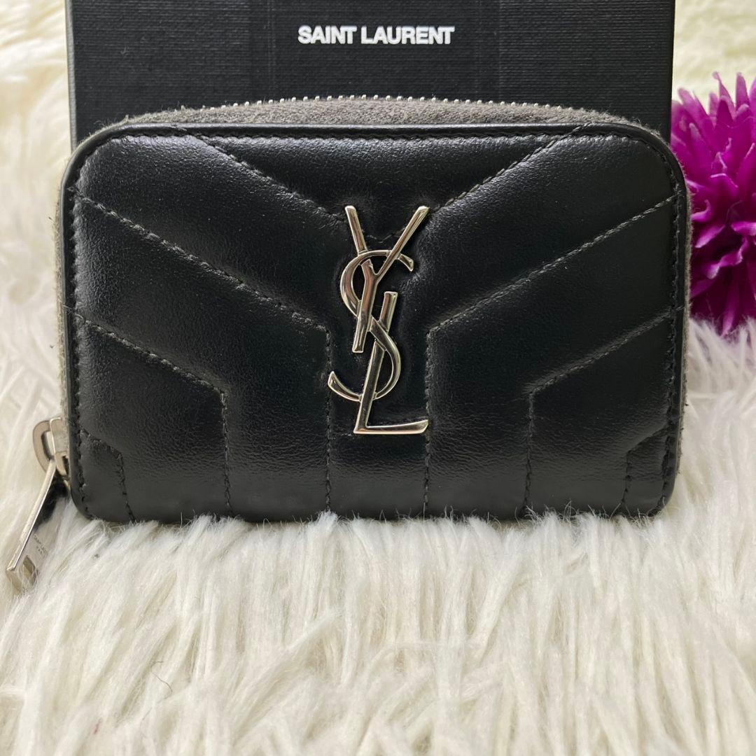 サンローラン ケース ラウンドジップ カサンドラ YSLロゴ キルティング