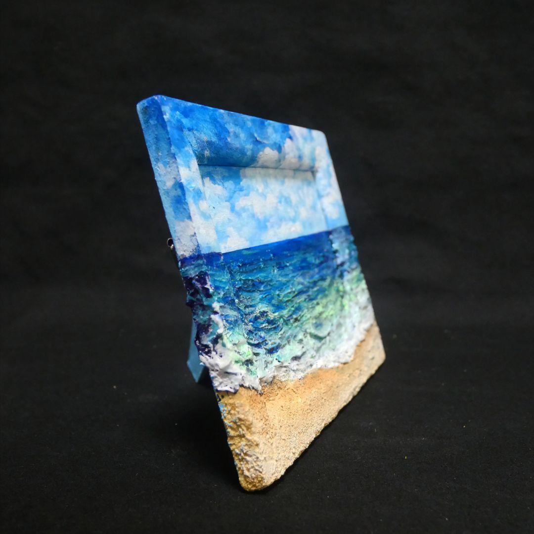 油絵 油彩 油彩画 絵 絵画 【海の砂浜】ミニ絵画