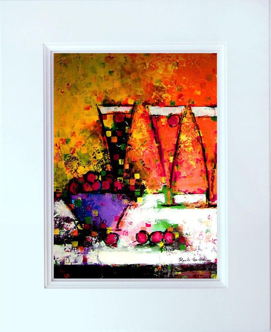 油絵 菅家令子 絵 絵画インテリア uF6-062804 静物 ワイン フルーツ