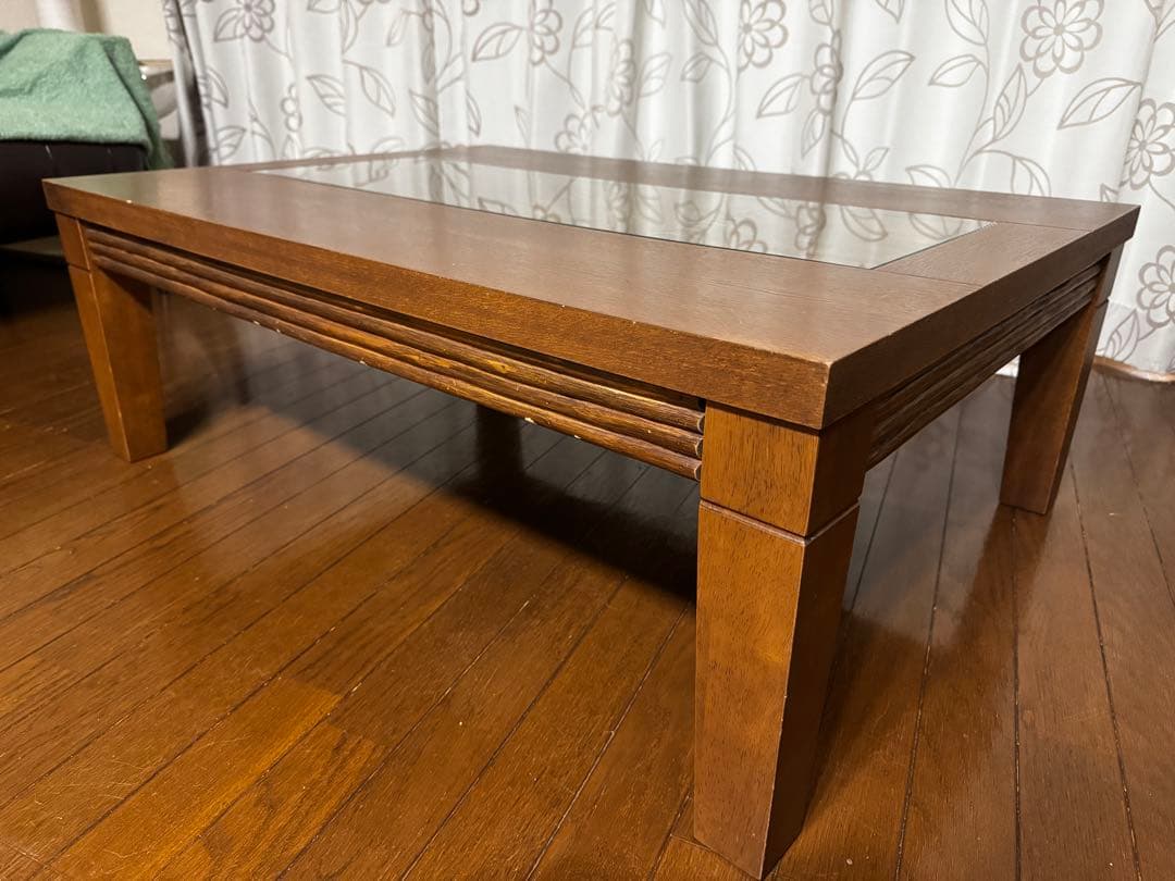 【ゆうちゃん】木製ガラストップ アジアンテイスト こたつテーブル