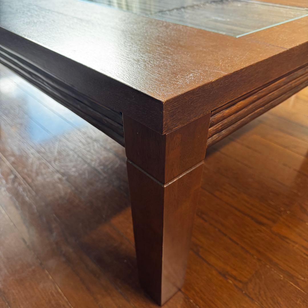 【ゆうちゃん】木製ガラストップ アジアンテイスト こたつテーブル