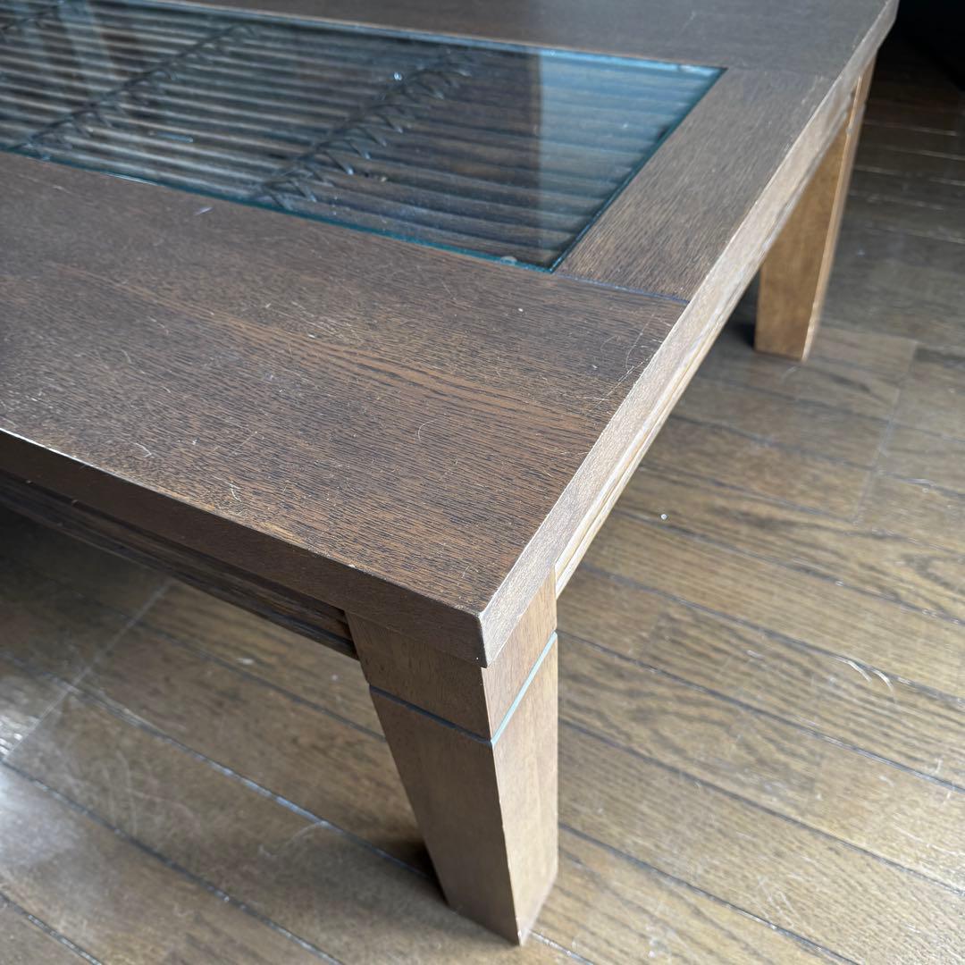 【ゆうちゃん】木製ガラストップ アジアンテイスト こたつテーブル