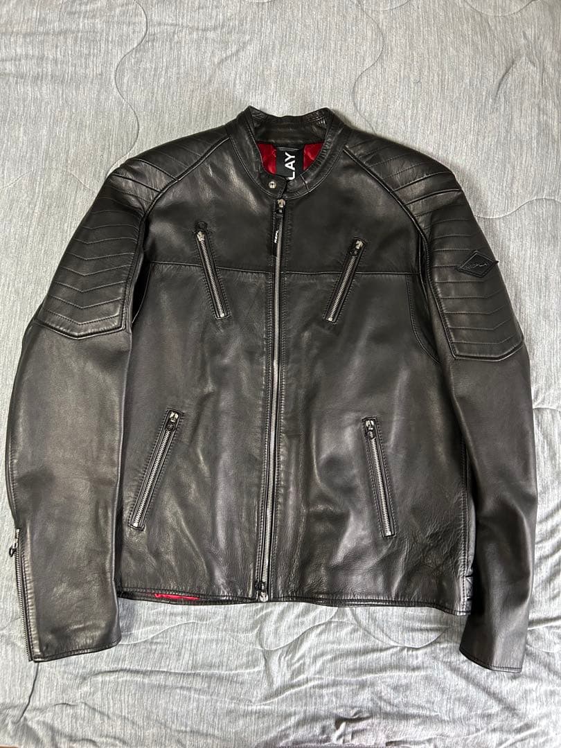REPLAY レザージャケット シングルライダース 黒　お値下げ‼️