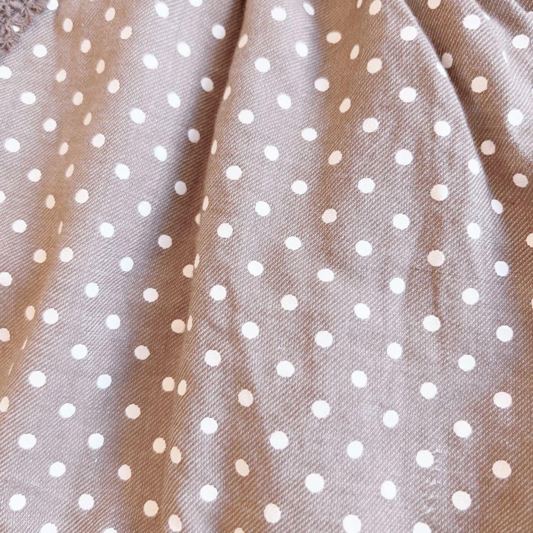 リズリサ ダークブラウン ドット柄 レースフリル キュロット