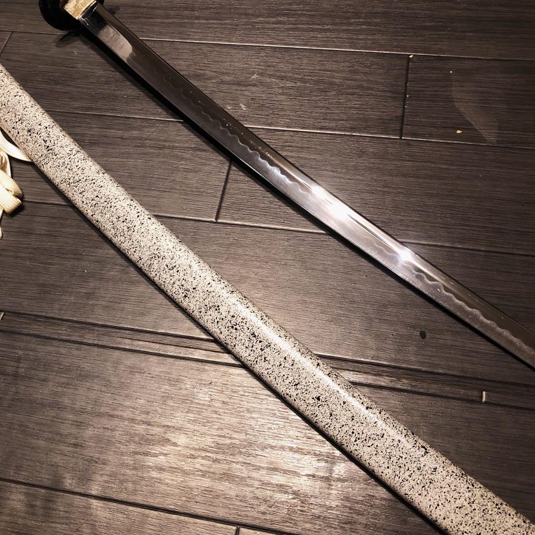 高級模造刀　白拵え　灰鞘　居合刀　太刀　本格模造刀