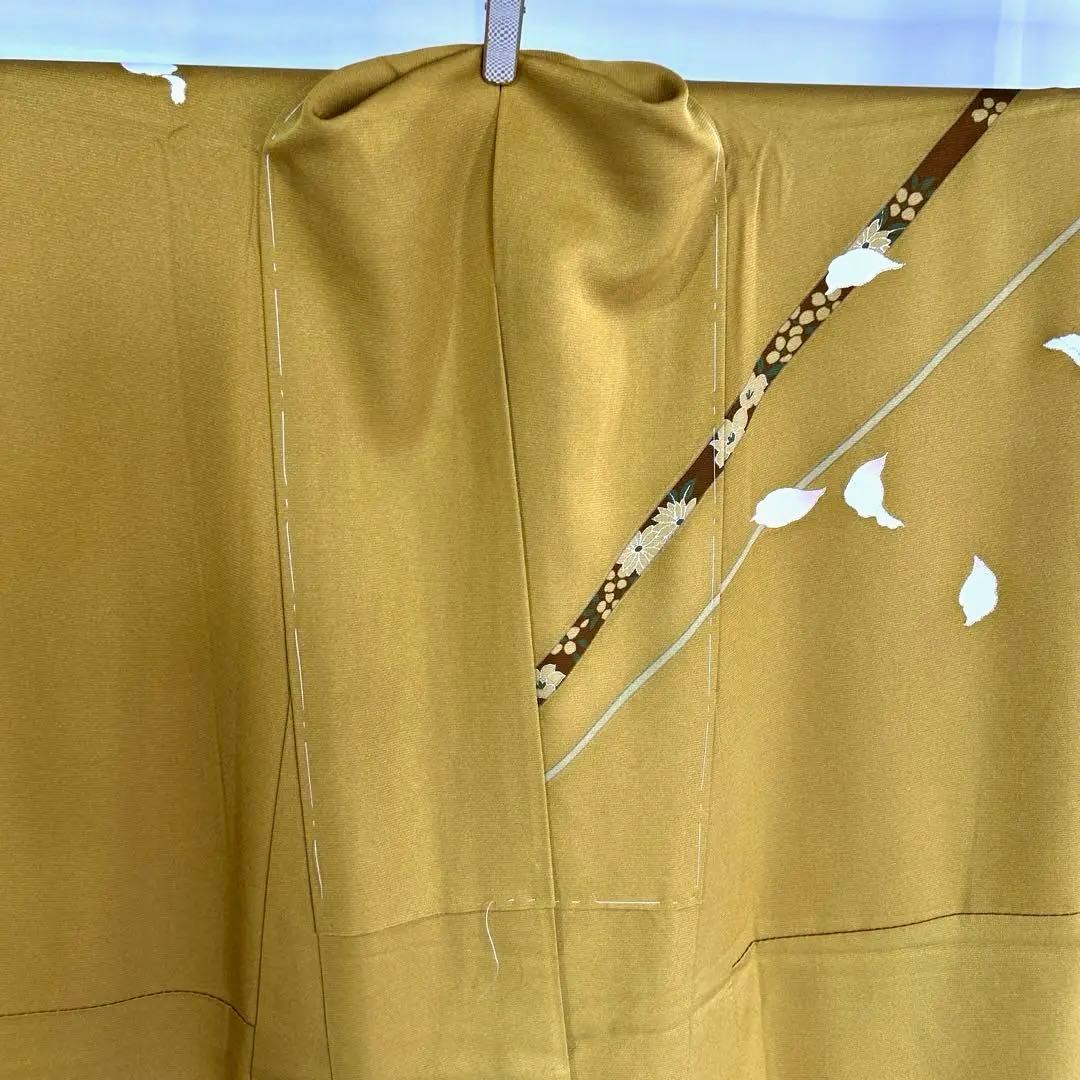 振袖☆成人式【正絹】☆身丈167 ☆黄土色系　★中古
