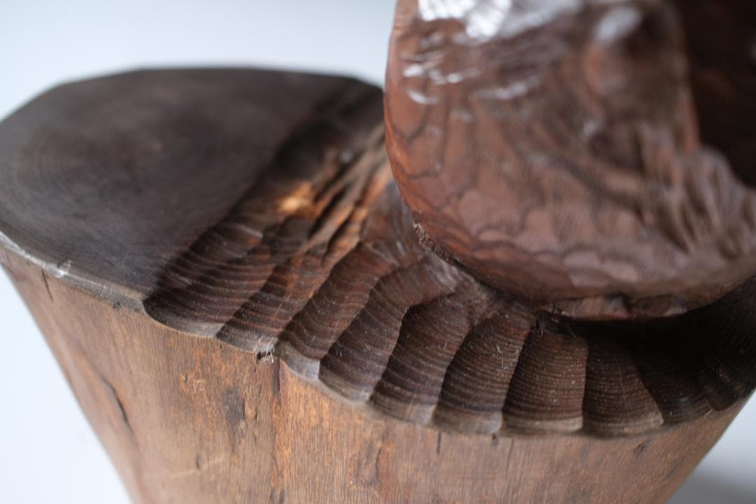 工房がんま フクロウの木彫り彫刻40cm