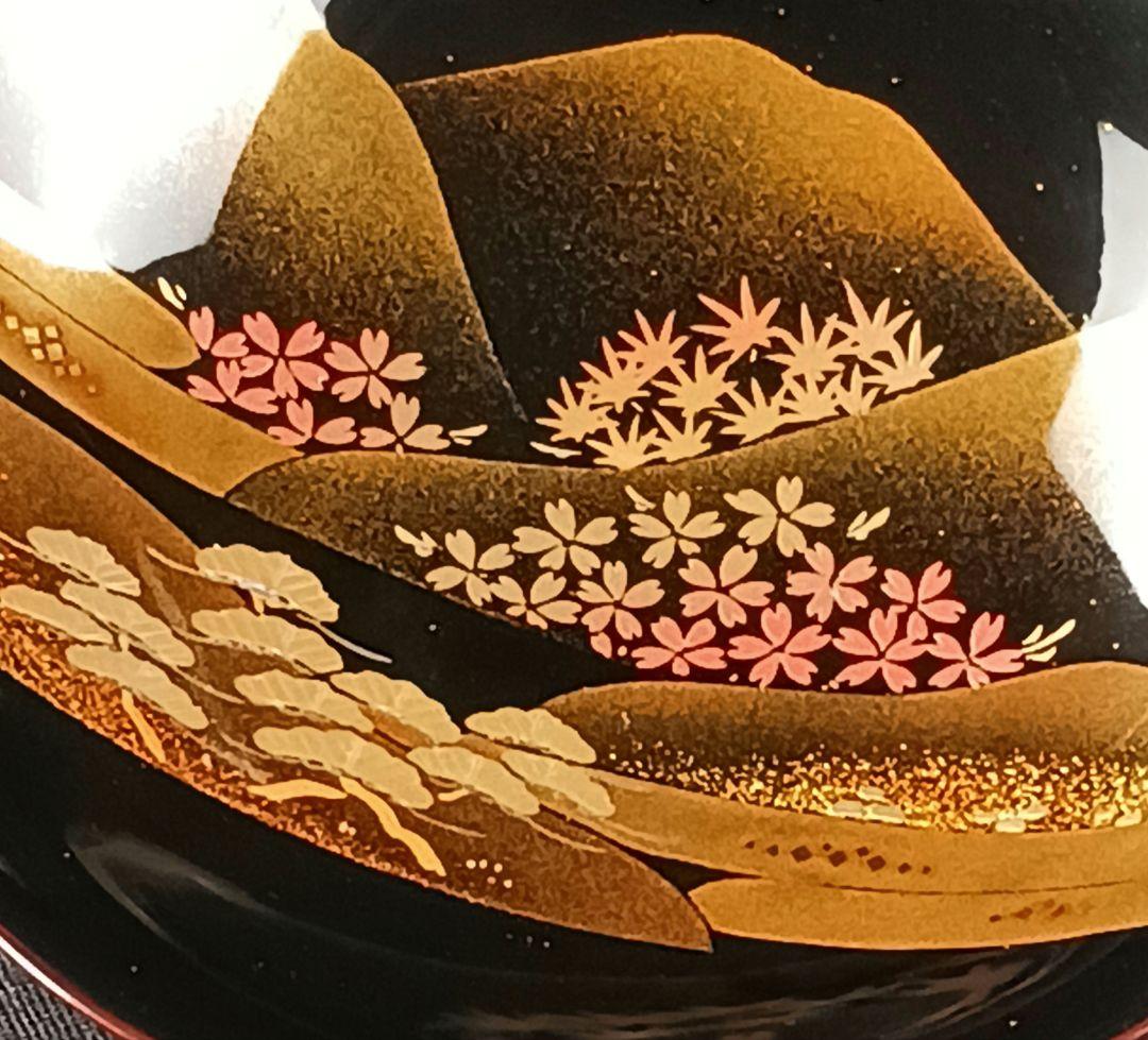 Y3112-2 懐石道具 漆器 金彩 遠山春花蒔絵 椀 7客 共箱