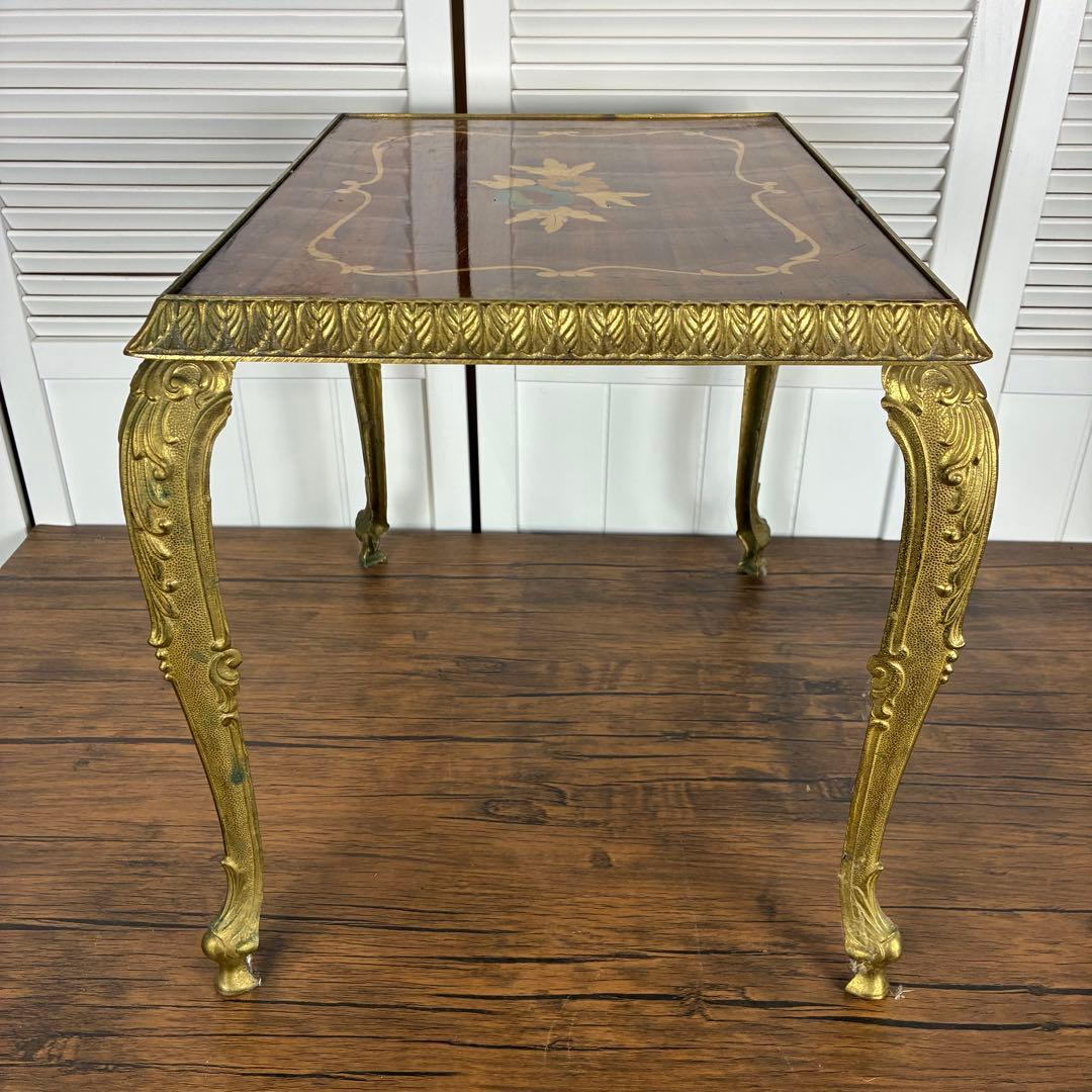 【送料込】アンティーク家具　猫足　ヴィンテージ　サイドテーブル　英国風　象嵌